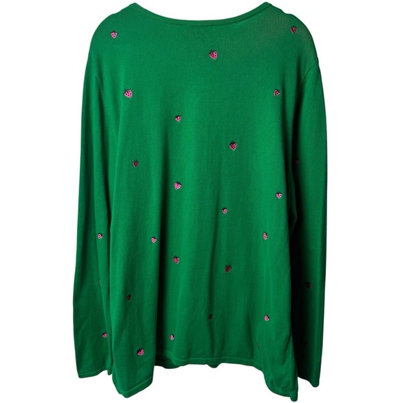 Vintage Quacker Factory Strawberry Embroidered Cardigan Novelty Eclectic XL - Picture 5 of 11